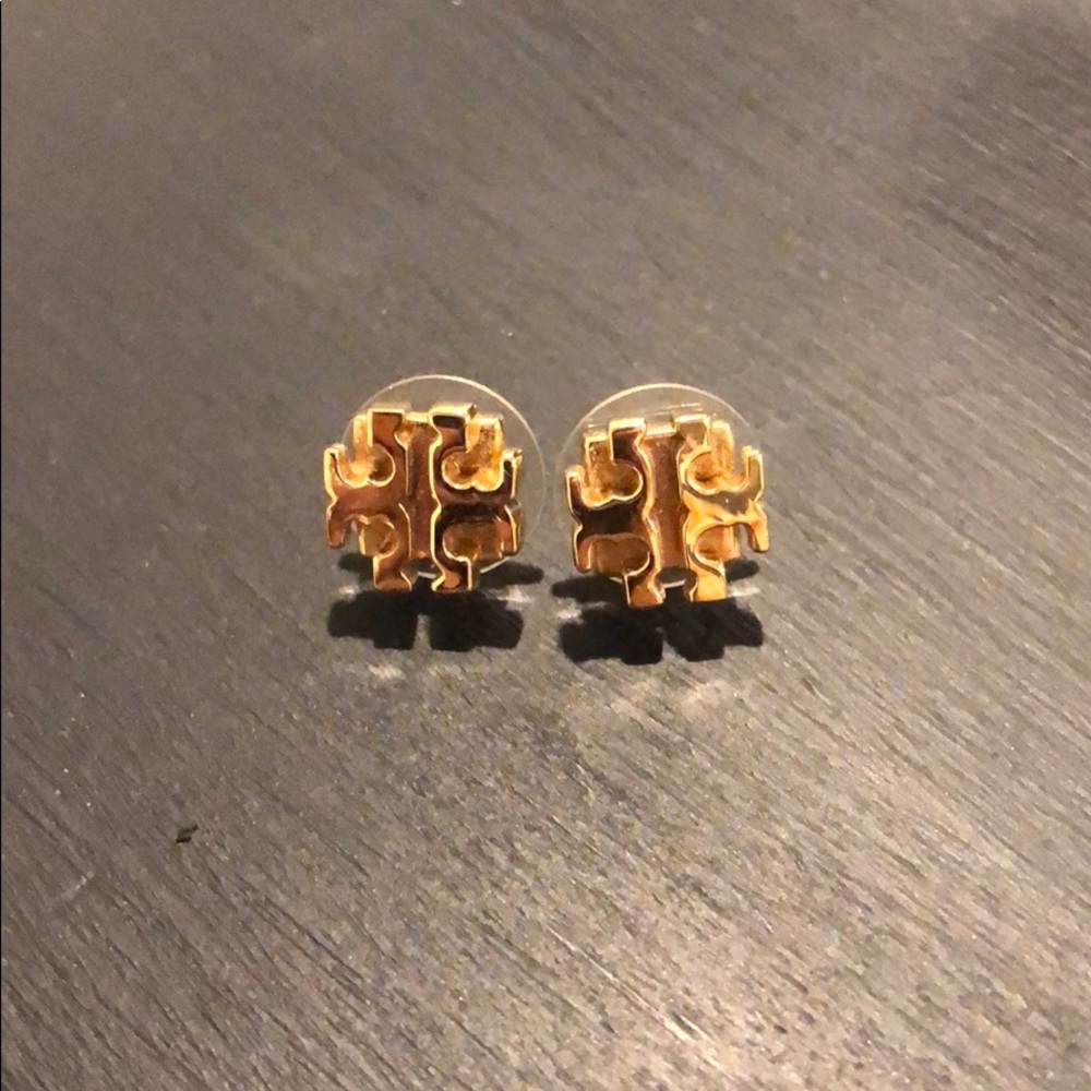 Tory Burch Logo Stud Gold Earrings